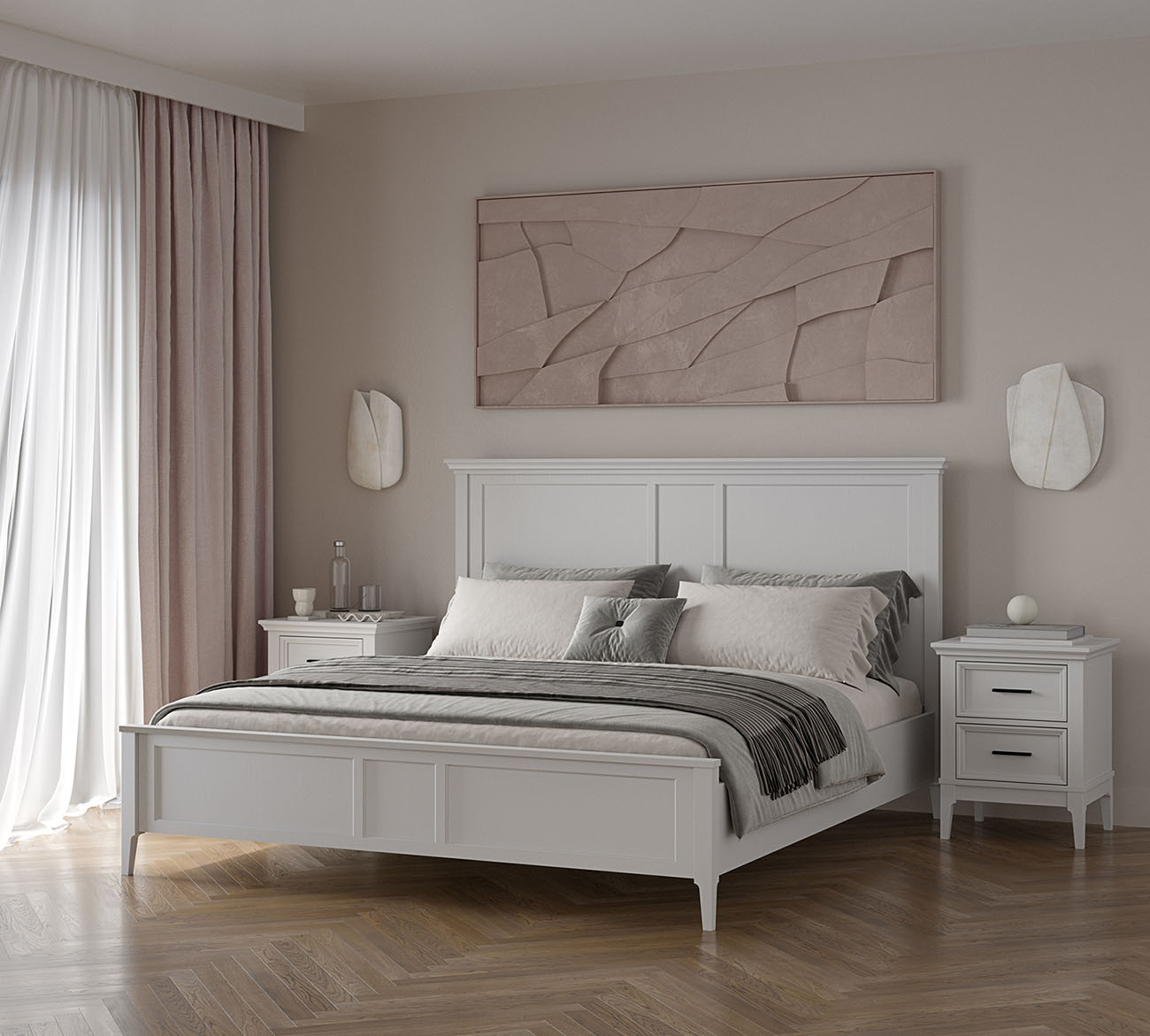 Белая кровать Квадро в стиле Минимализм