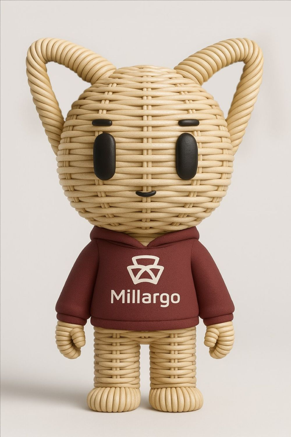 Плетёный ротанговый кот, маскот для компании Millargo