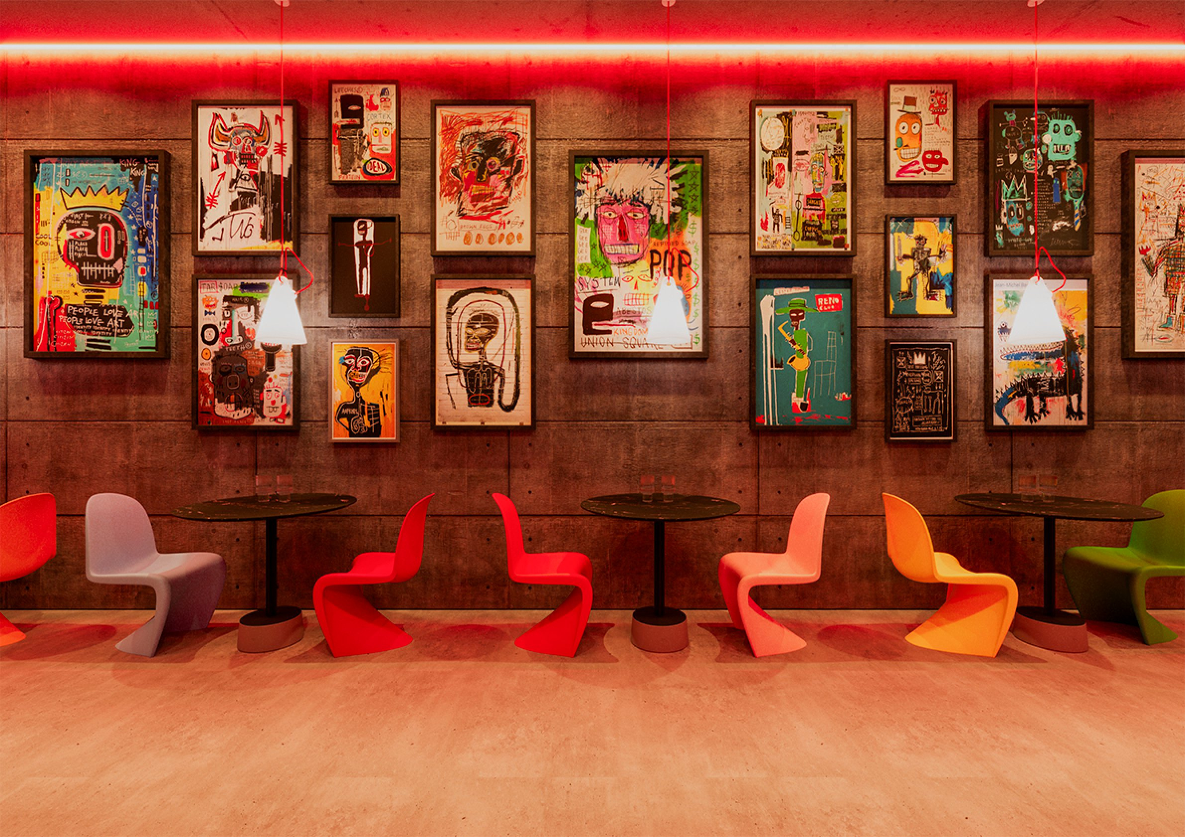 Кафе в стиле яркий  поп-арт-урбан