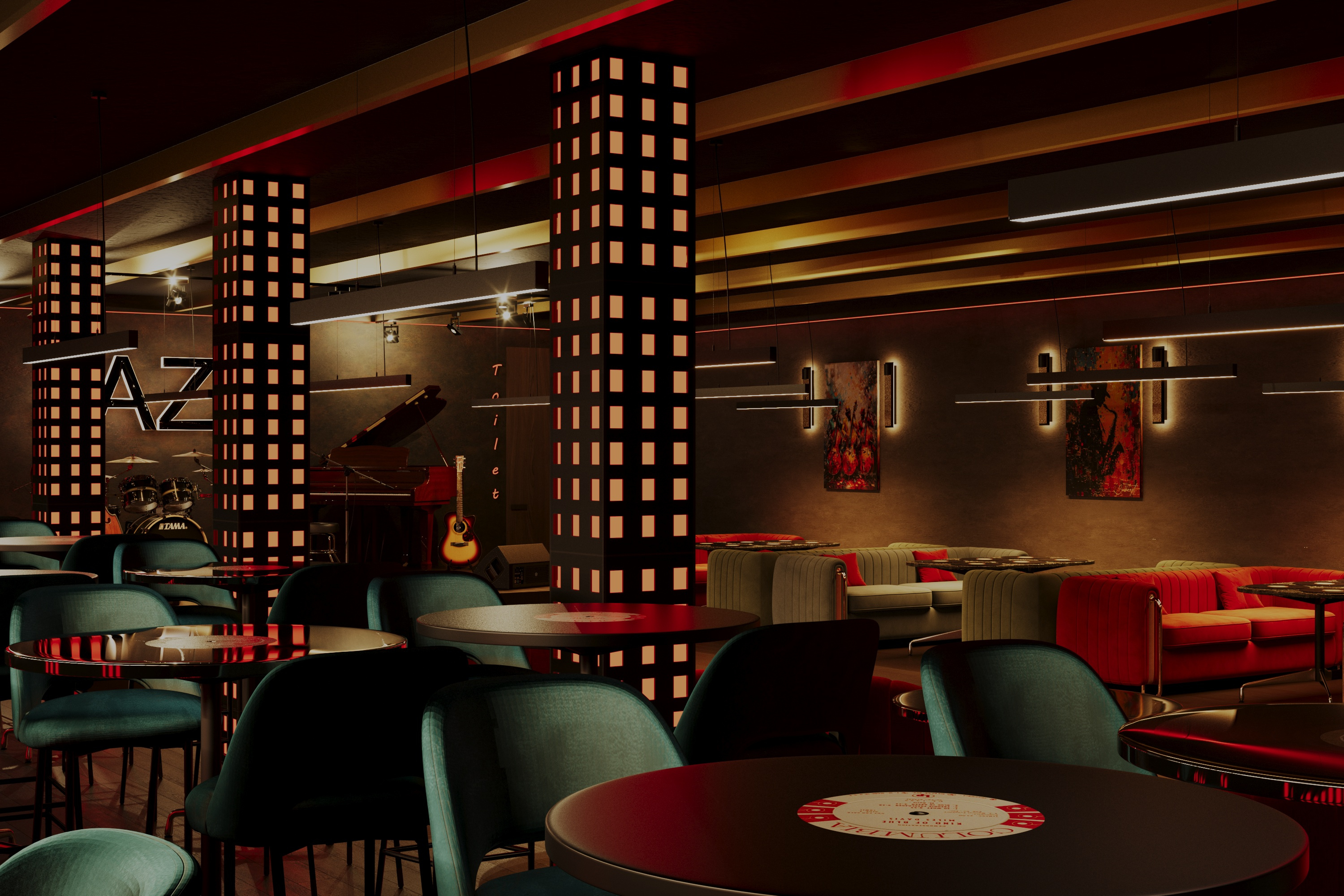 Jazz Club | Raw Luxury Interior | Soft Brutalism Atmosphere