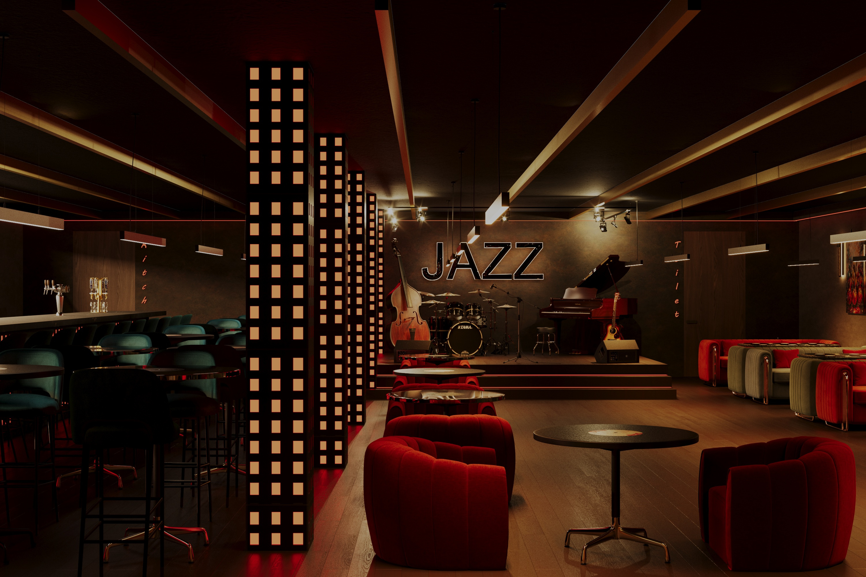 Jazz Club | Raw Luxury Interior | Soft Brutalism Atmosphere