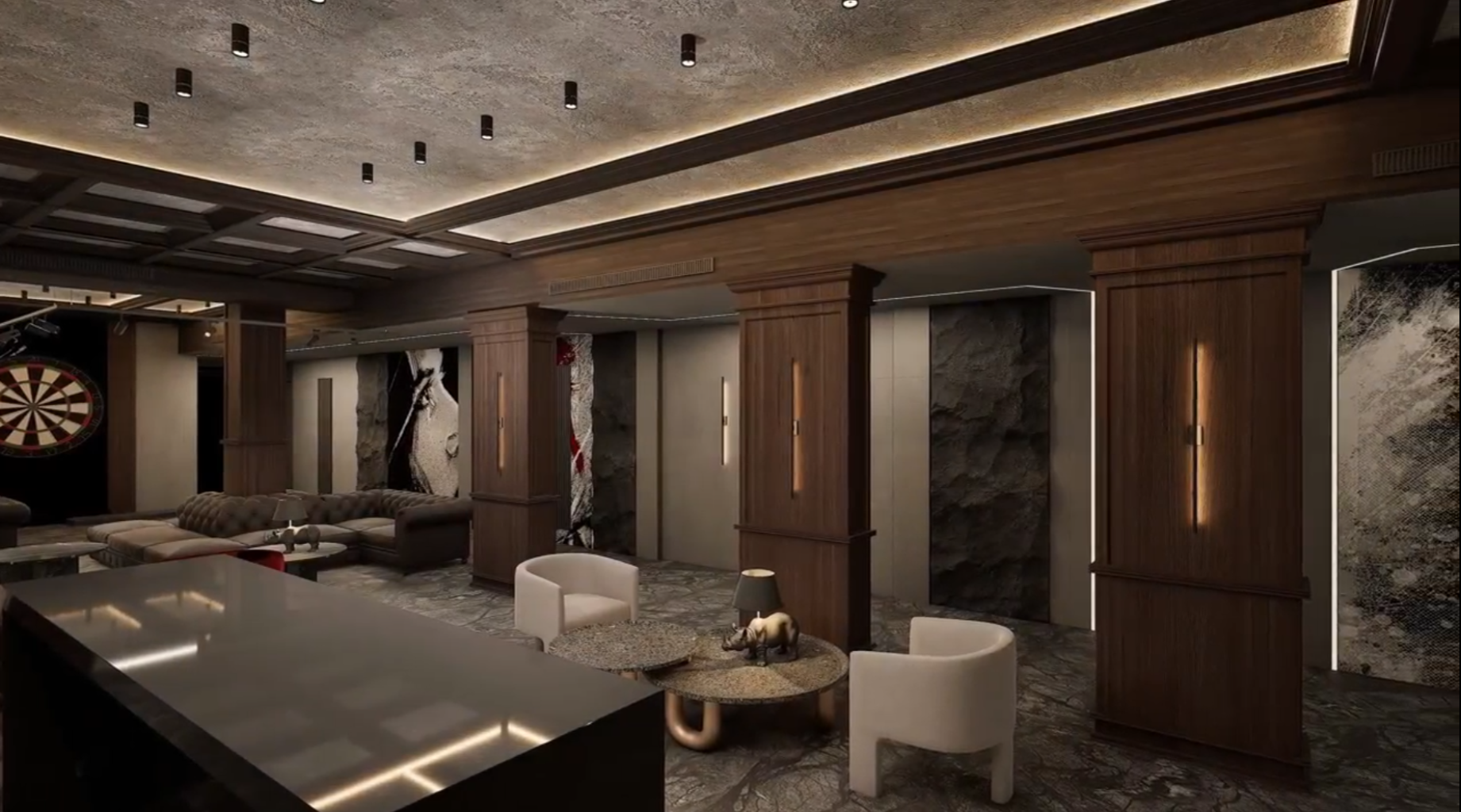 Подвал развлечений в загородном особняке