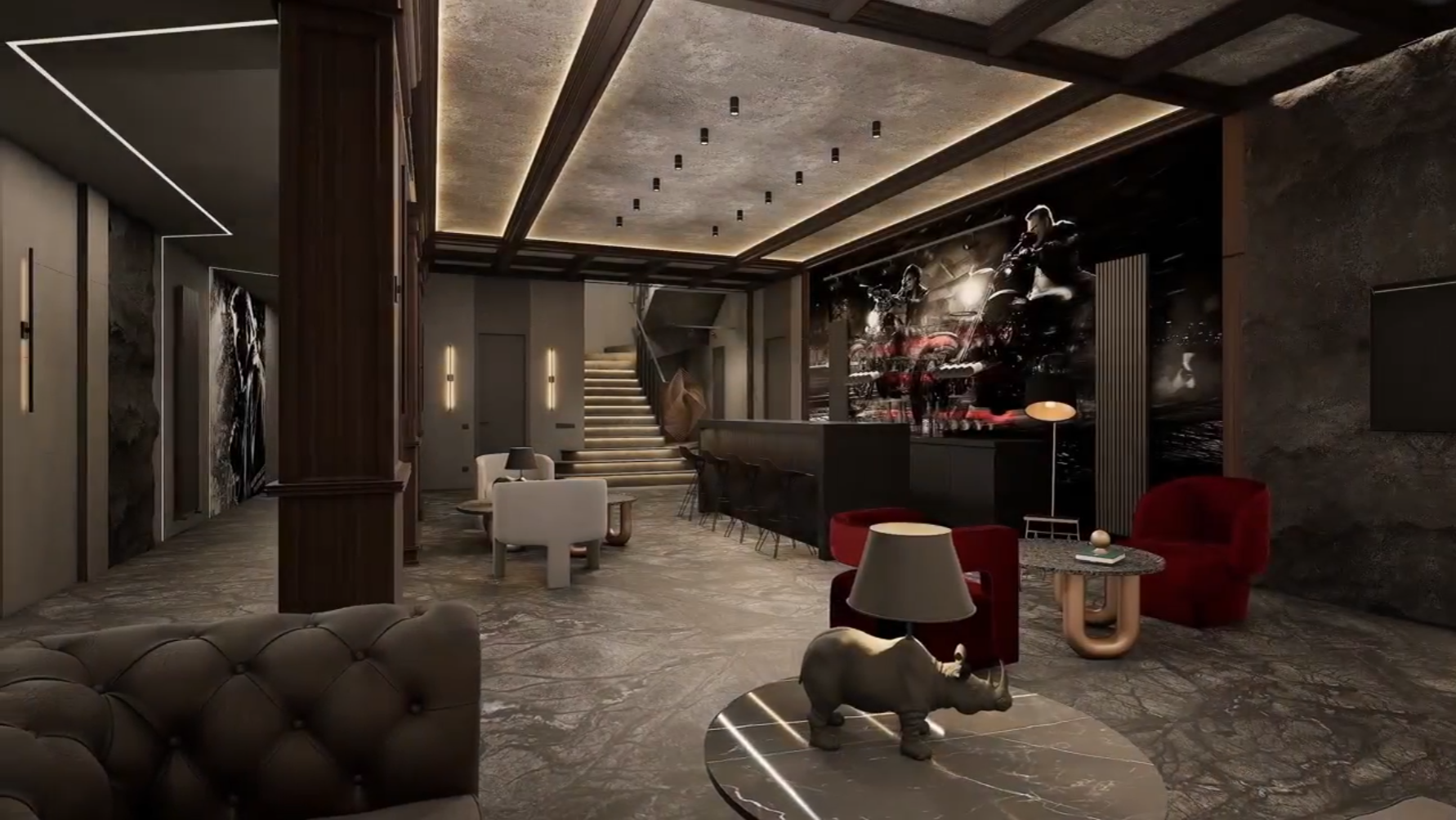 Подвал развлечений в загородном особняке