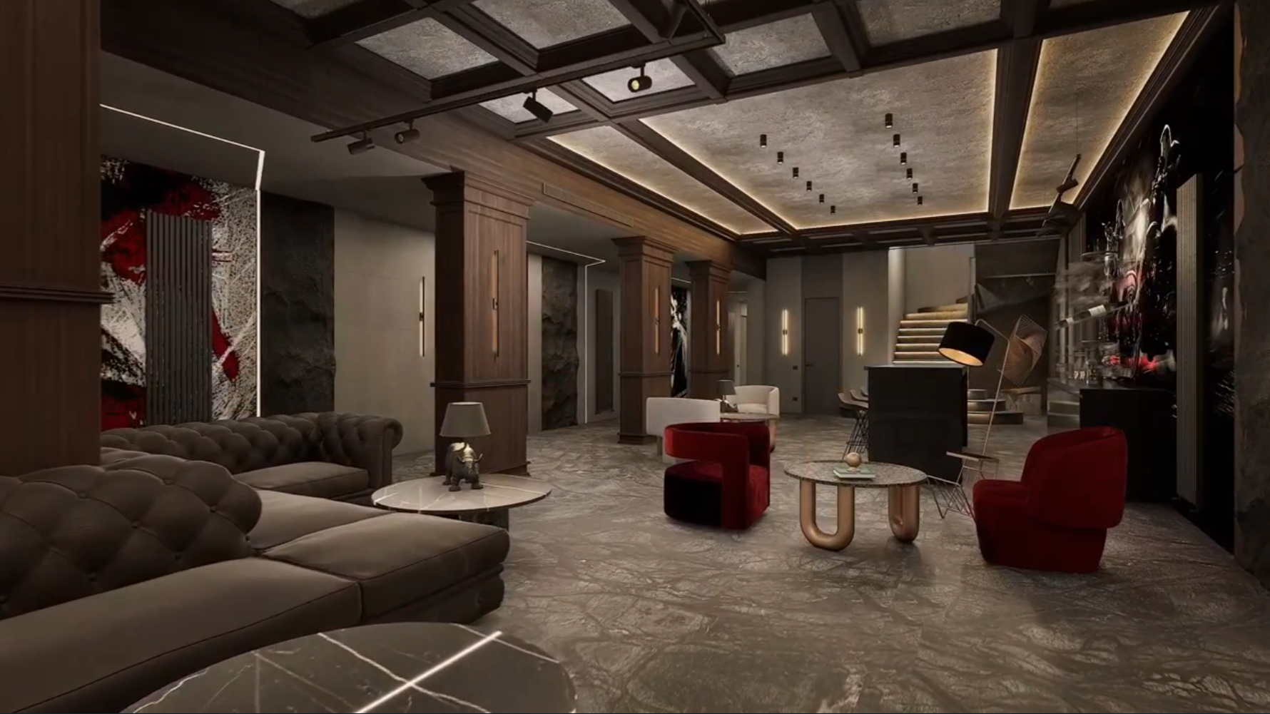 Подвал развлечений в загородном особняке