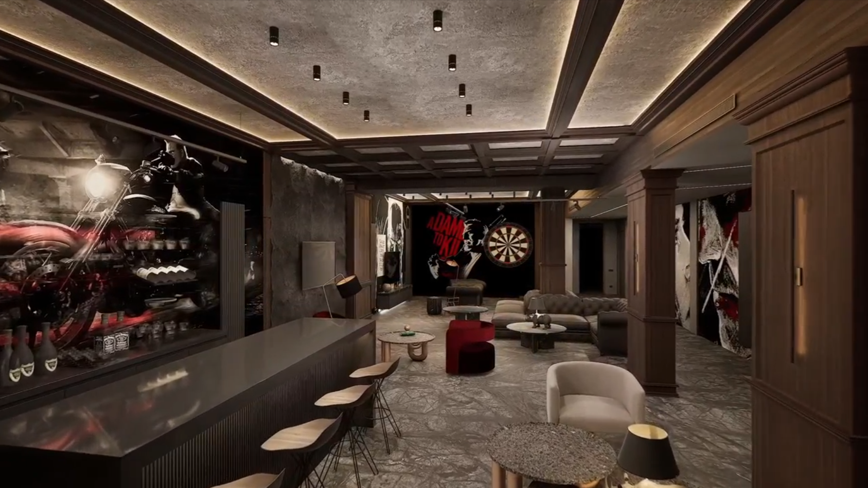 Подвал развлечений в загородном особняке