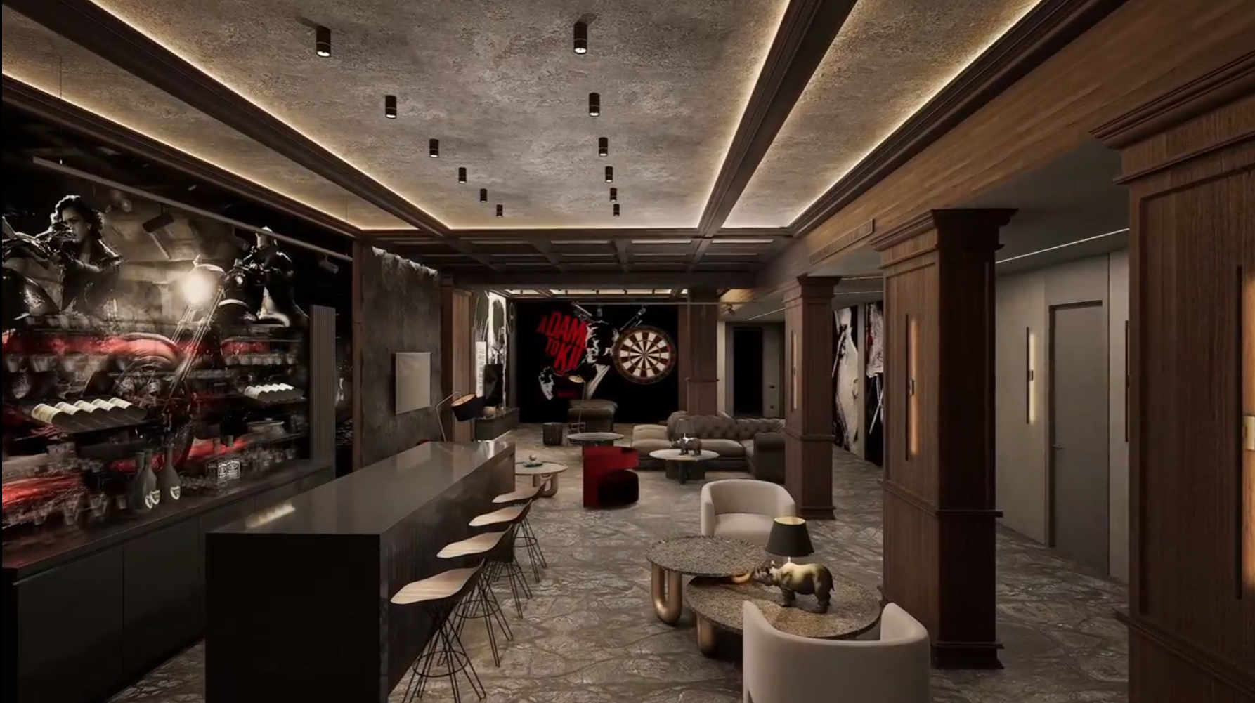 Подвал развлечений в загородном особняке