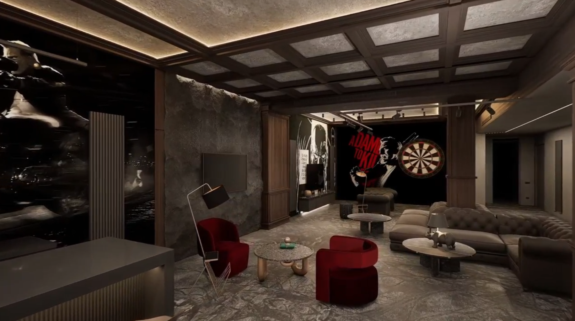 Подвал развлечений в загородном особняке