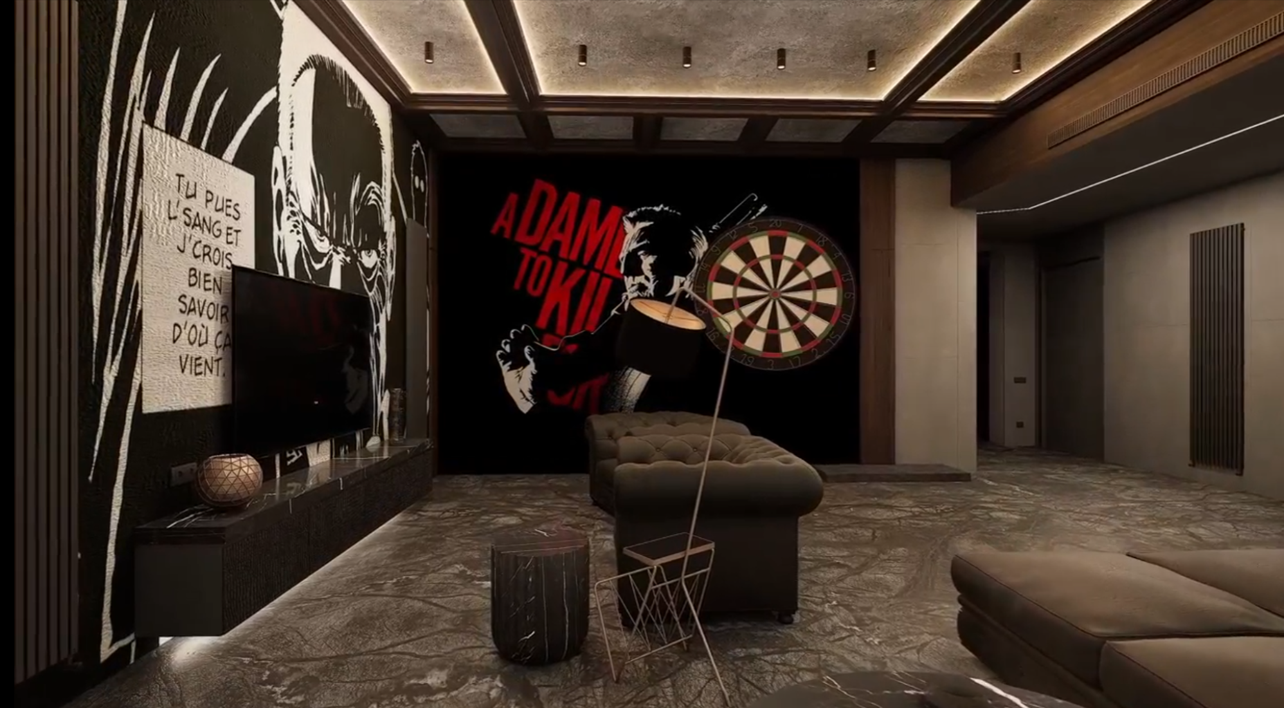 Подвал развлечений в загородном особняке