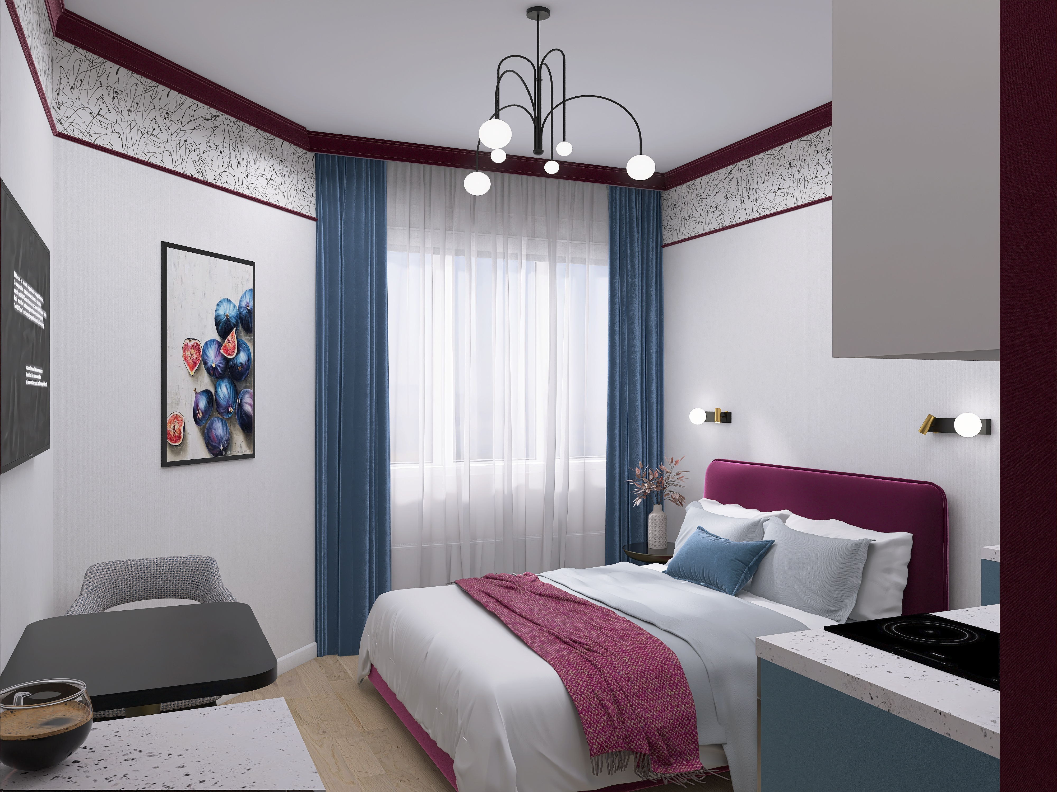 Обложка проекта: Яркая гостевая студия в Шерегеше, 20 кв.м.