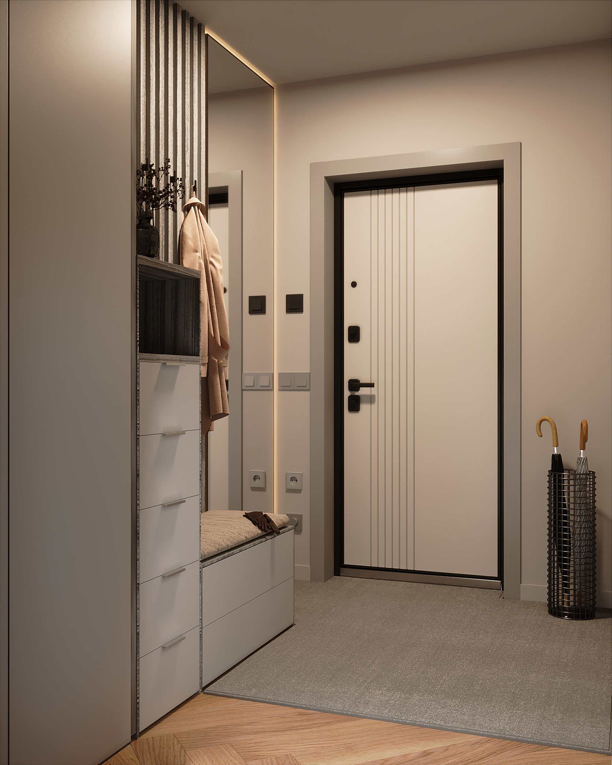 Обложка проекта: Ворсовый ковер в прихожую 167×168 см, цвет светло-серый