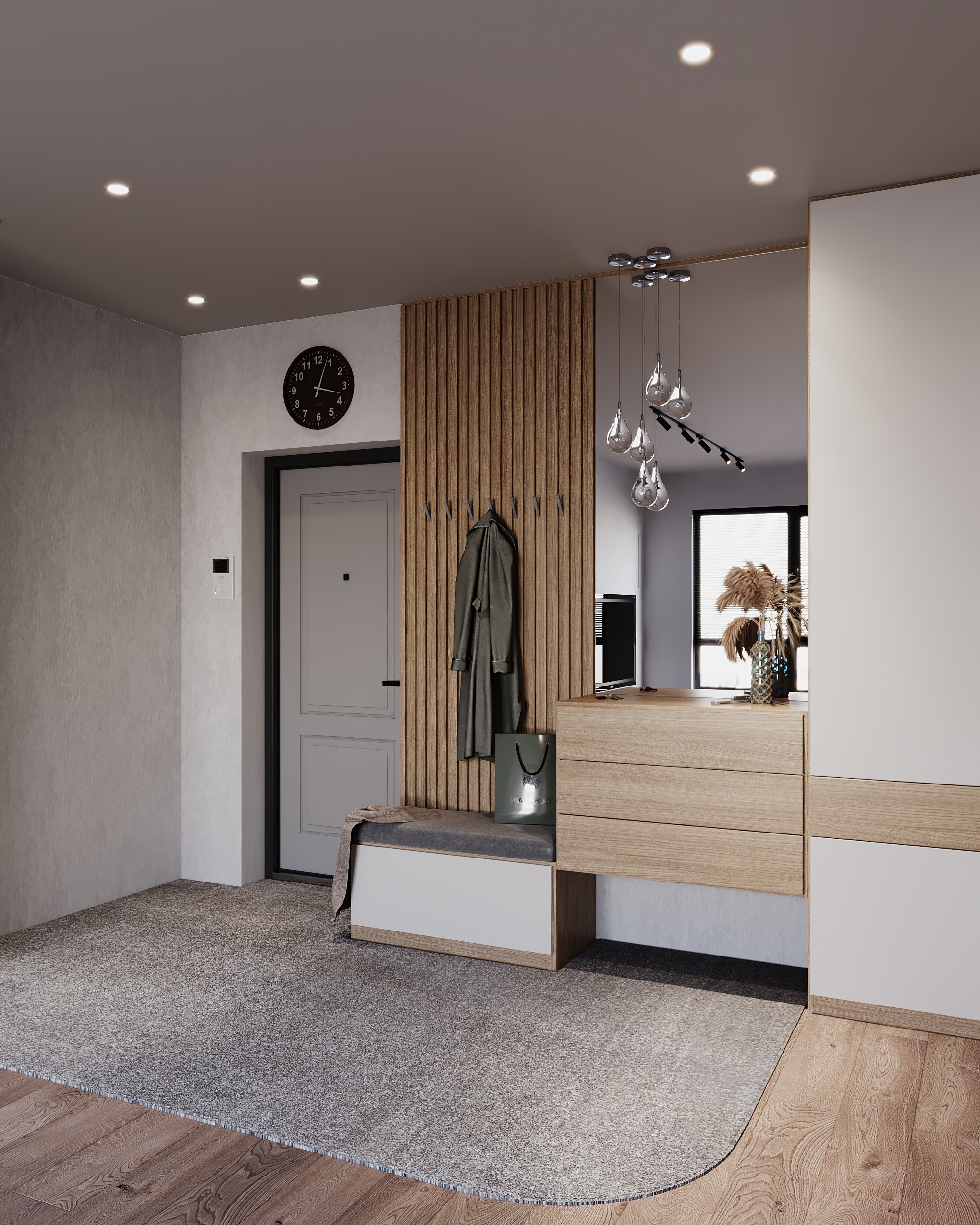 Обложка проекта: Ворсовый ковер в прихожую 306×207см, цвет светло-серый