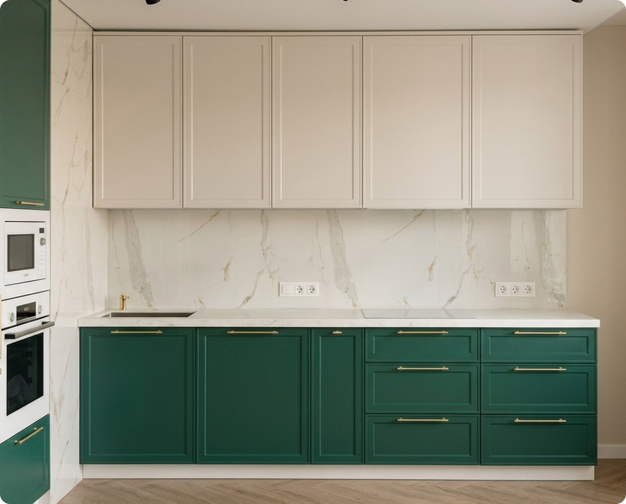 Обложка проекта: Кухня с фасадами в эмали и корпусом из лмдф