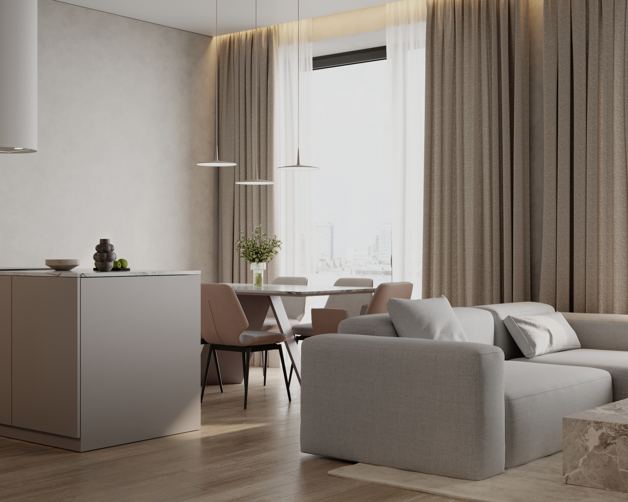 Дизайн квартиры 65 м² в стиле минимализм