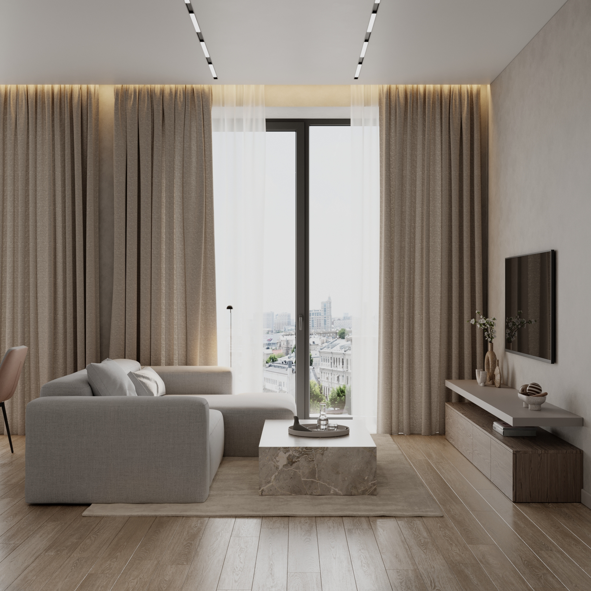 Дизайн квартиры 65 м² в стиле минимализм