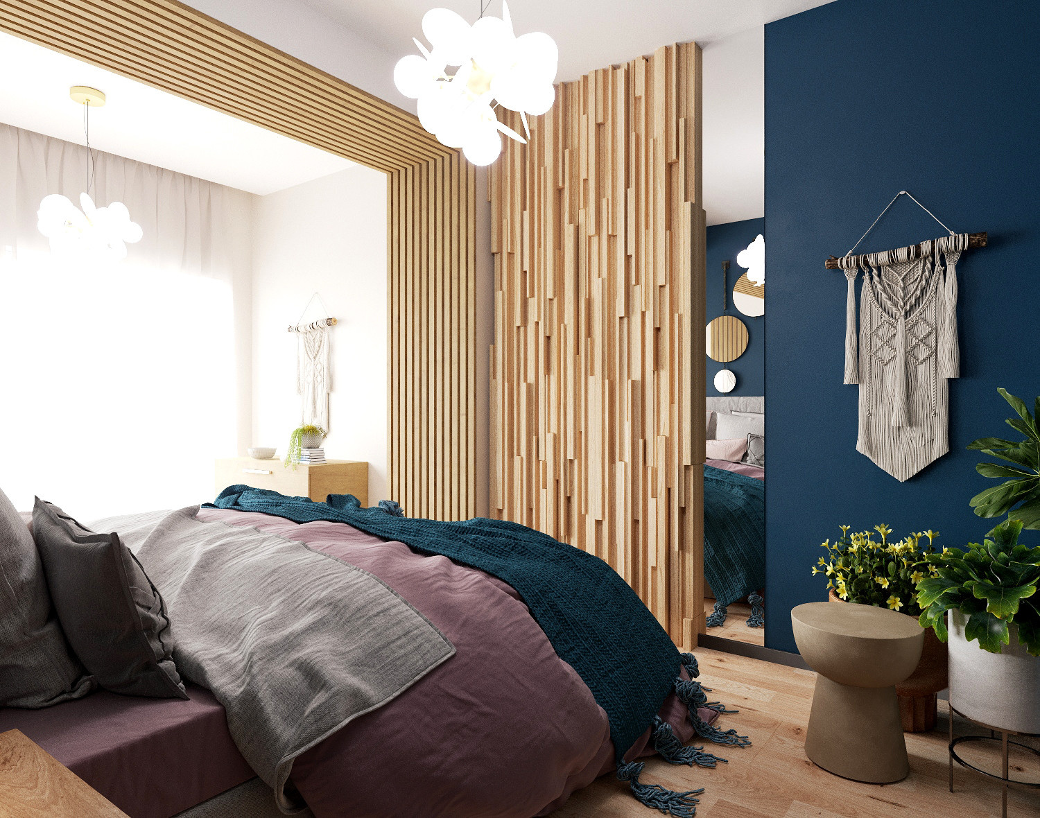 Бохо для девушки с детьми, 105 м2
