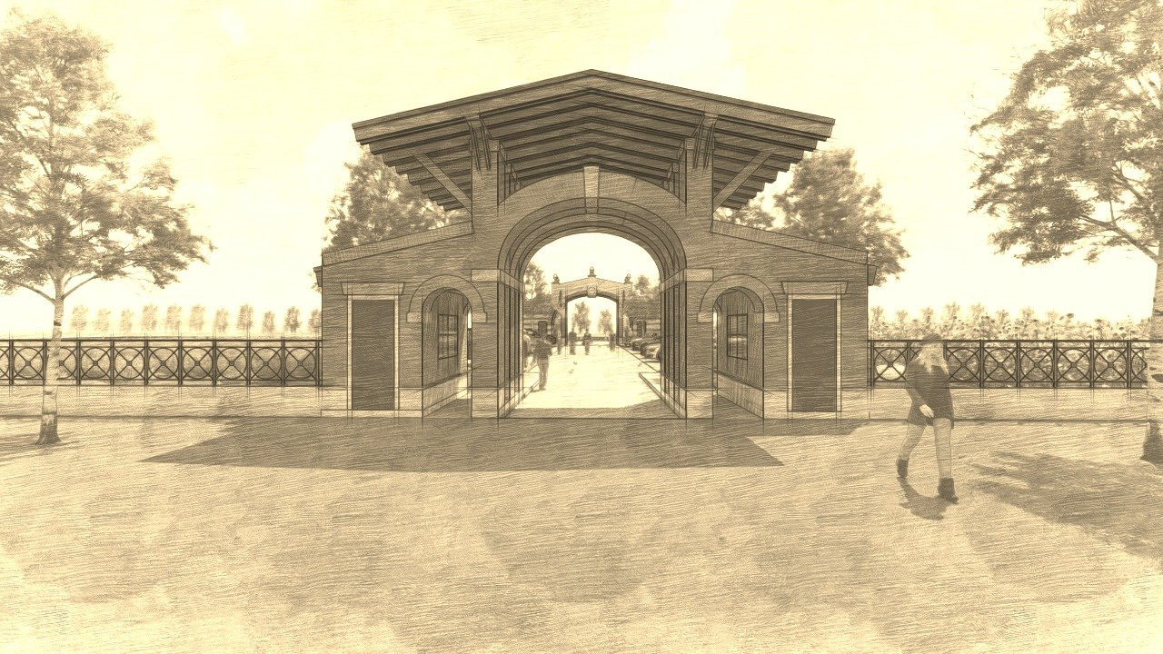 Entrance in small hotel complex