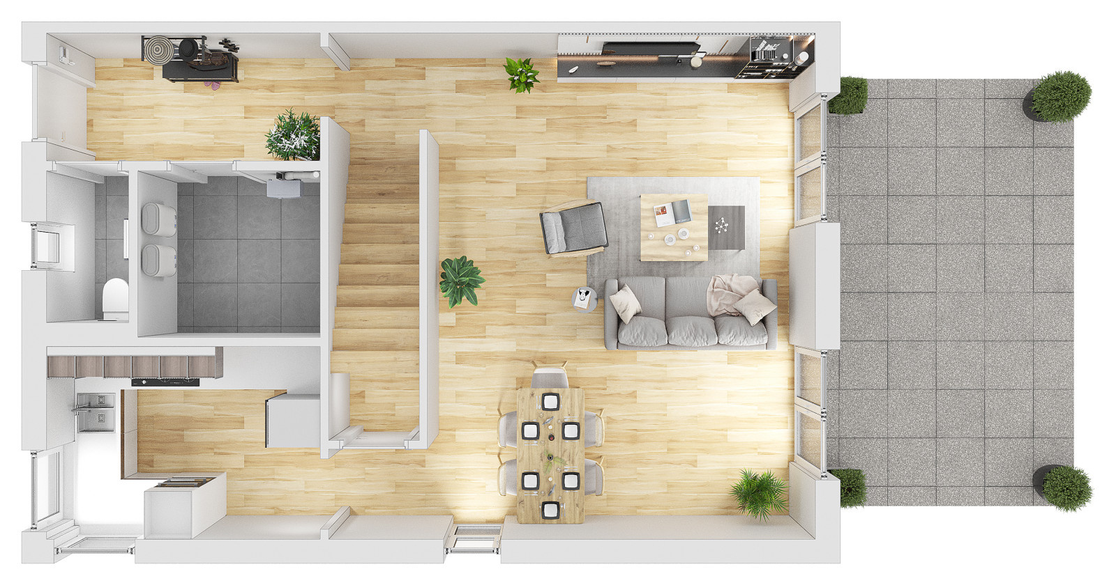 3D Grundriss des 1. Stocks