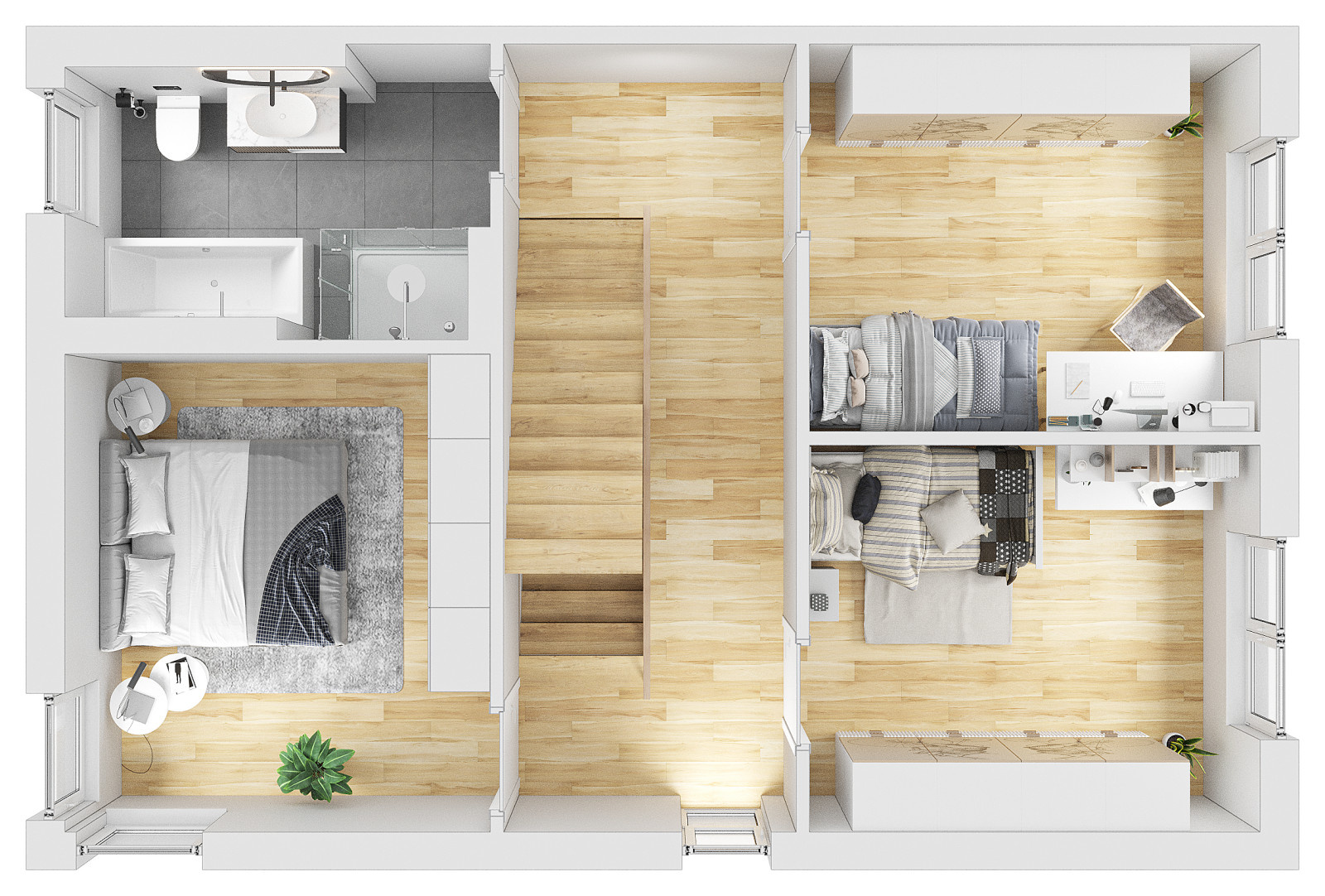 3D Grundriss des 2. Stocks