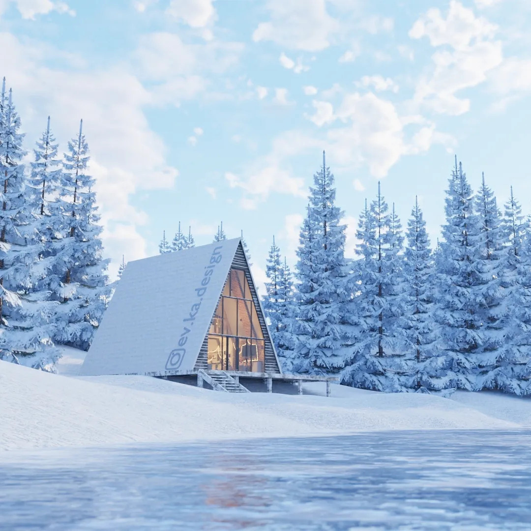 Кухня-гостинная в A-Frame доме