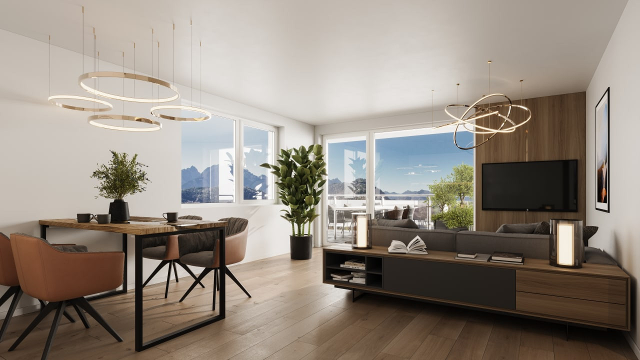 Wohnzimmer mit Balkon