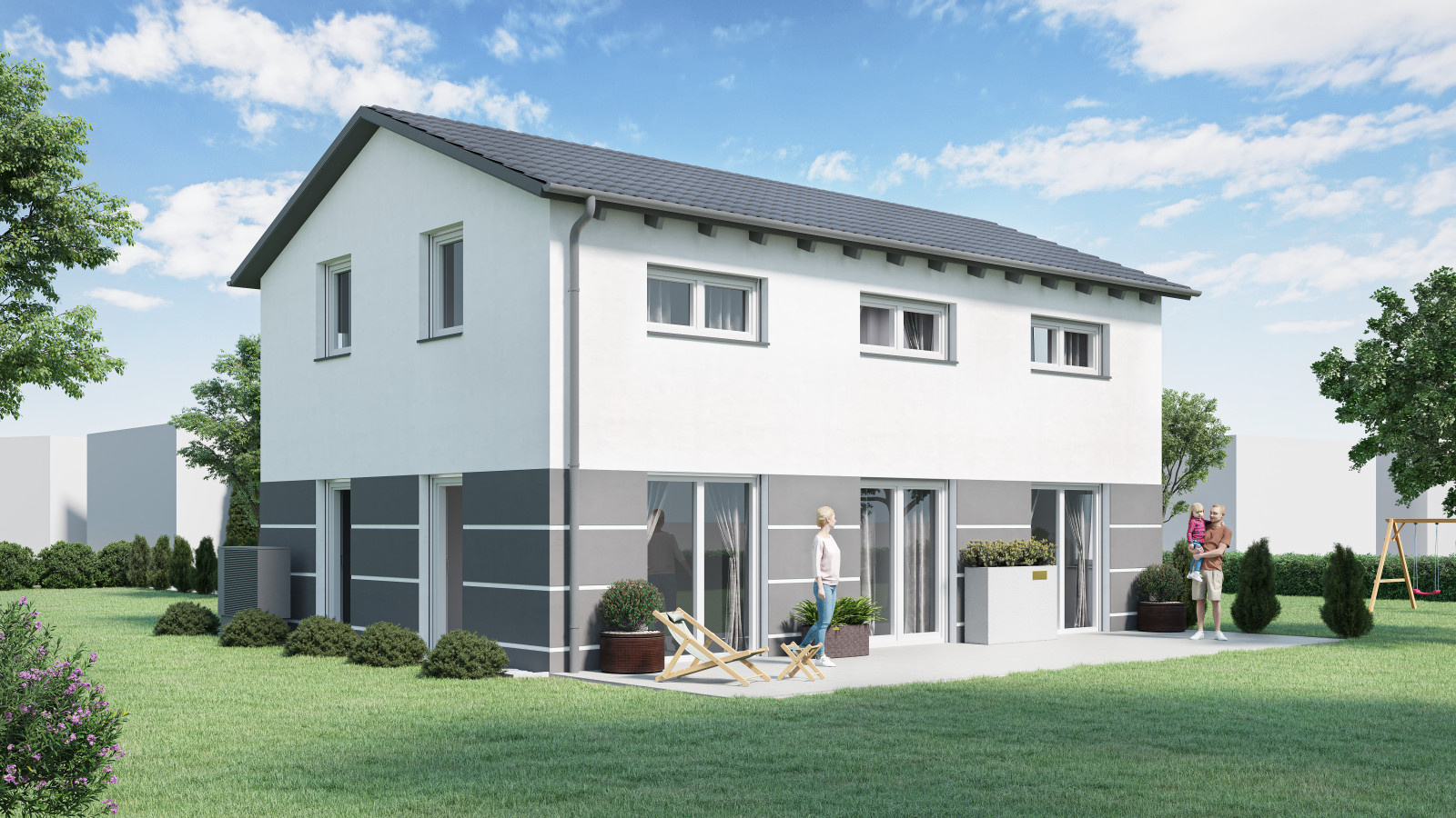 Mehrfamilienhaus mit Bewohnern