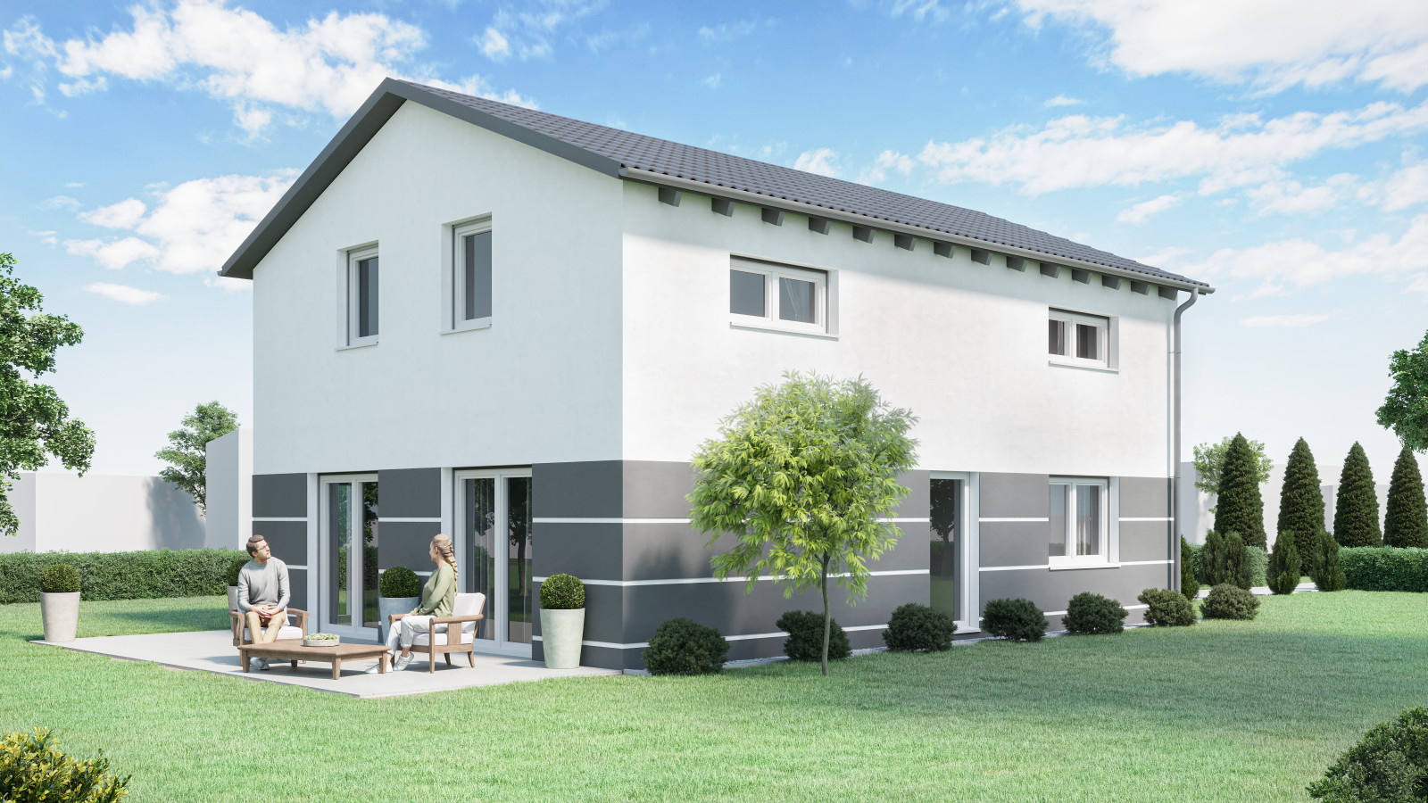 Mehrfamilienhaus mit Bewohnern