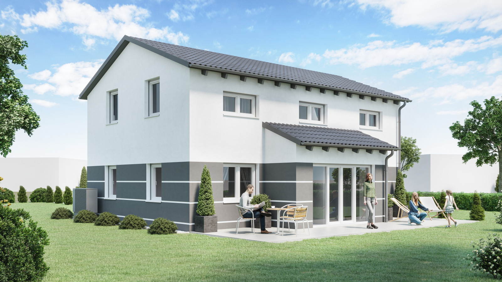 Mehrfamilienhaus mit Bewohnern