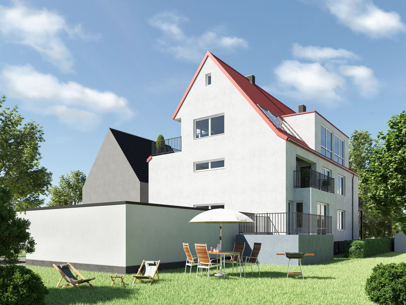 Blick auf das Haus vom Innenhof