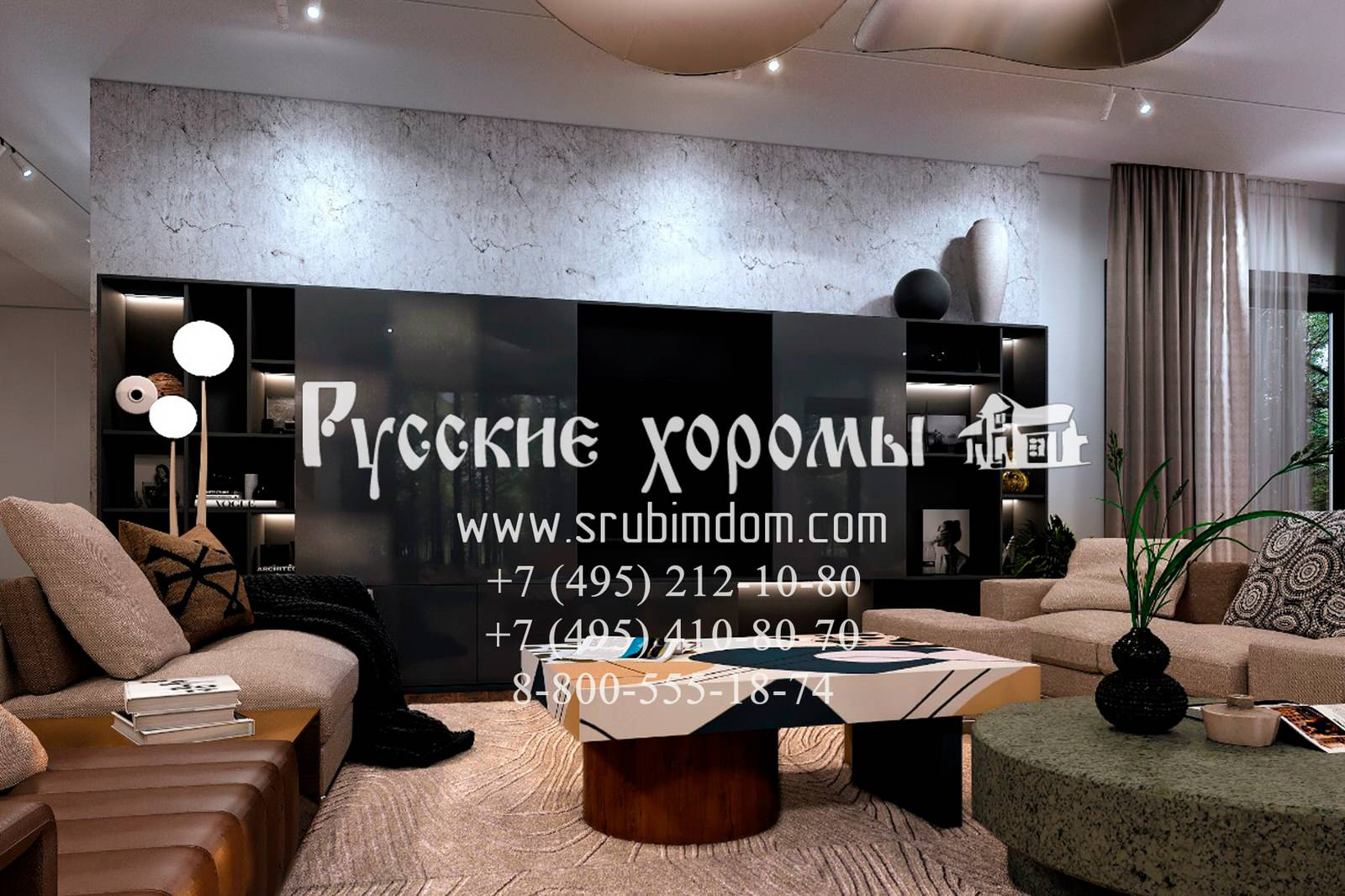 Гостиная в загородном доме премиум класса