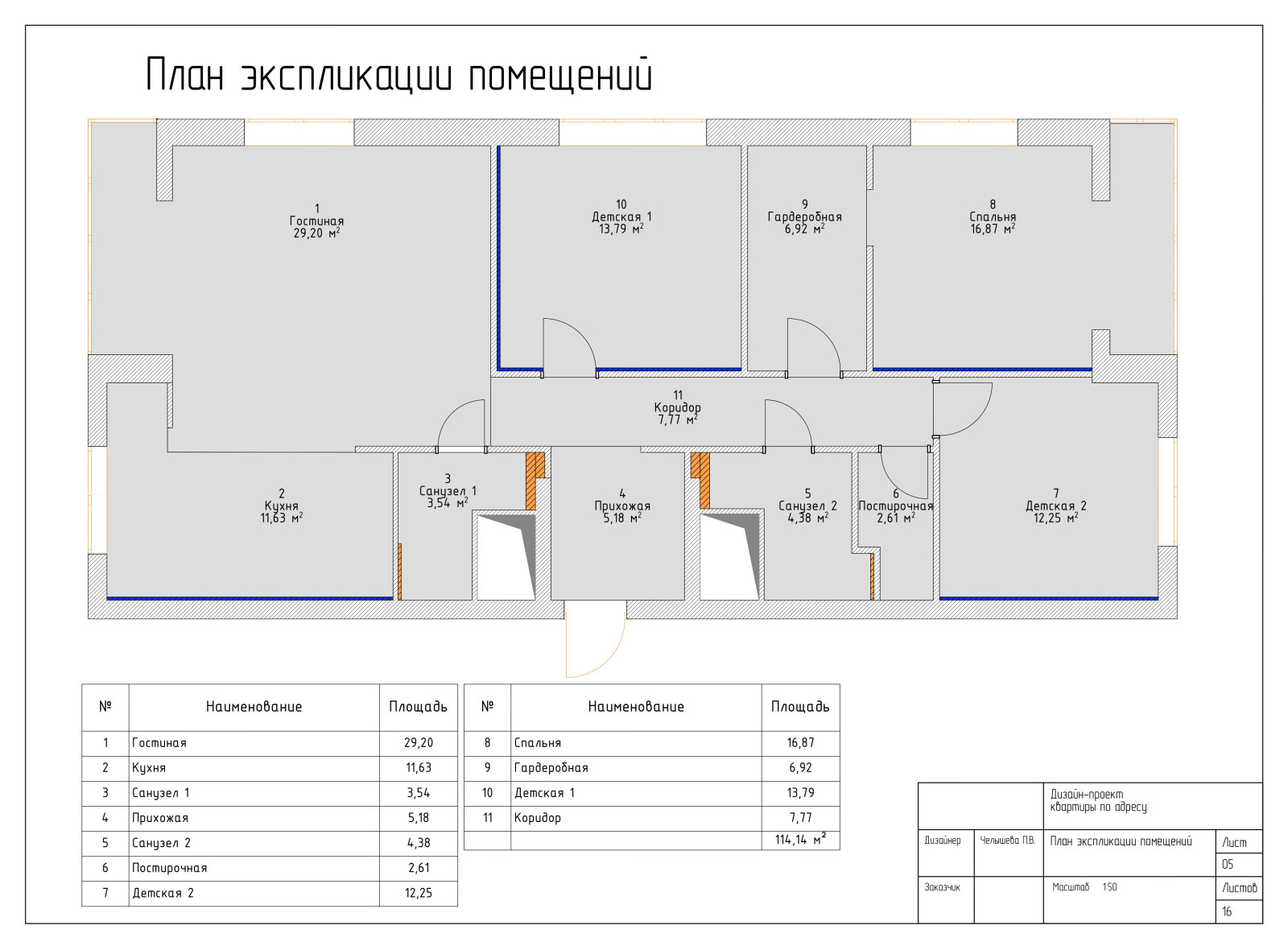 Дизайн-проект четырехкомнатной квартиры 110 кв.м.