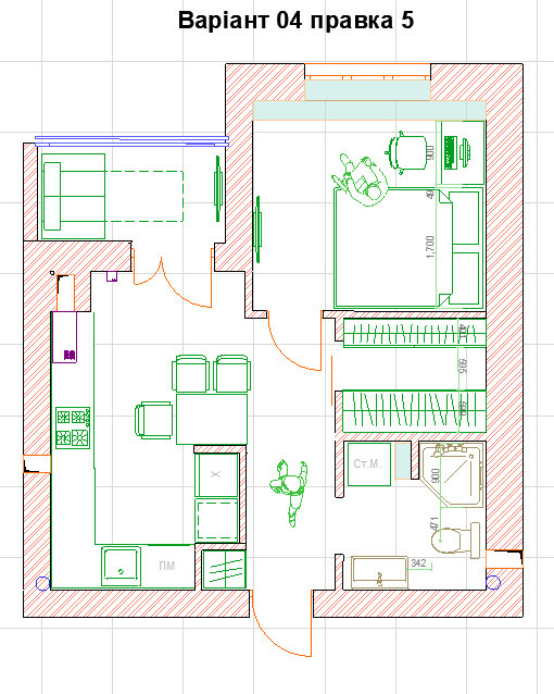 Обложка проекта: Planungslösung 37m2 (Planning solution 37 sq m)