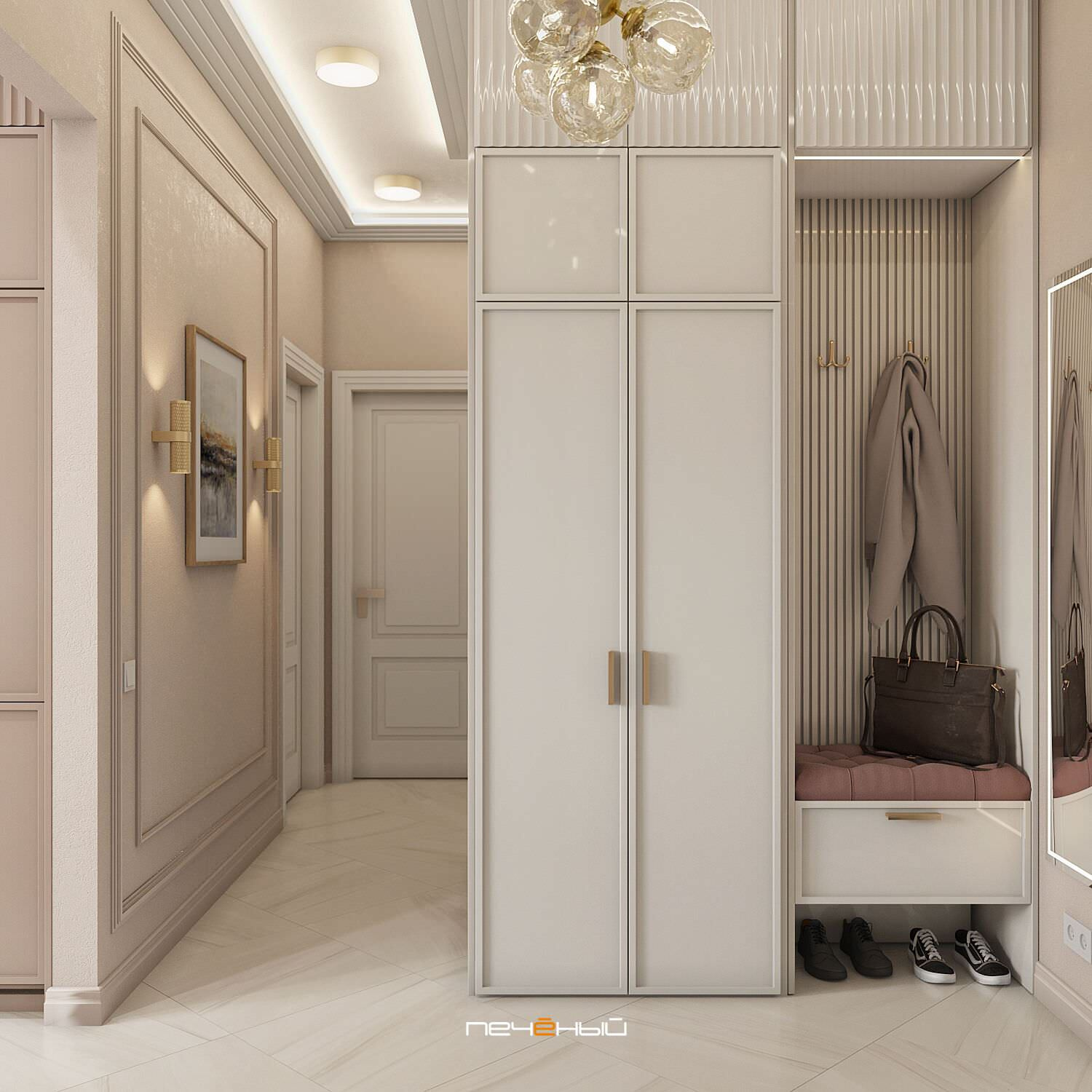 2024 Дизайн 3-х комн. квартиры в стиле неоклассика, 71 м², ЖК RDD