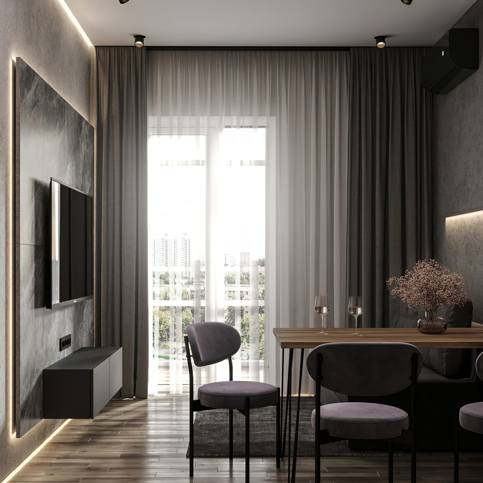 9. Gray house. Кухня-гостиная