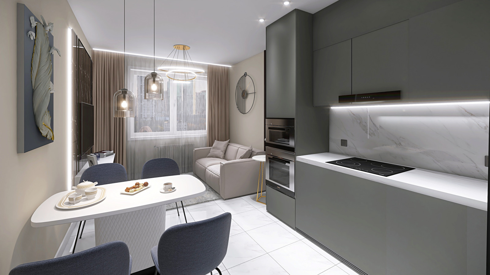 Московский р-н, Кухня-Гостиная 16,7 м2