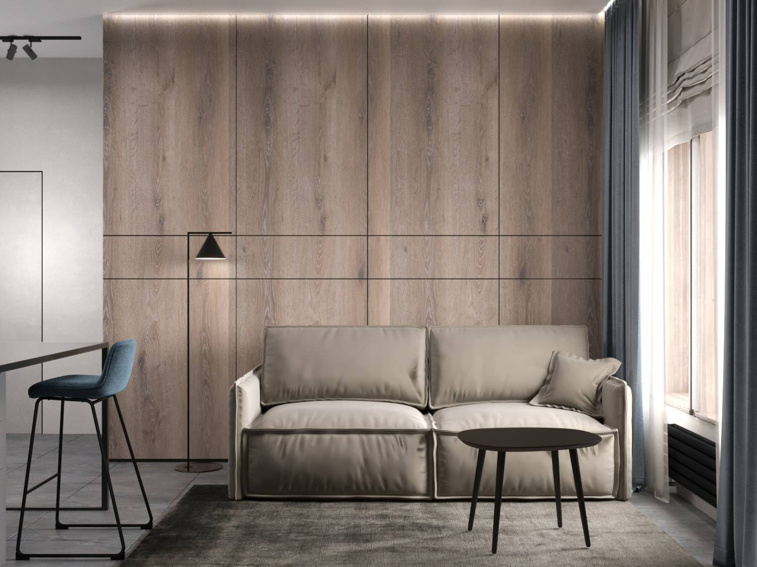 проект 1-комнатной квартиры MINIMALISM & LOFT