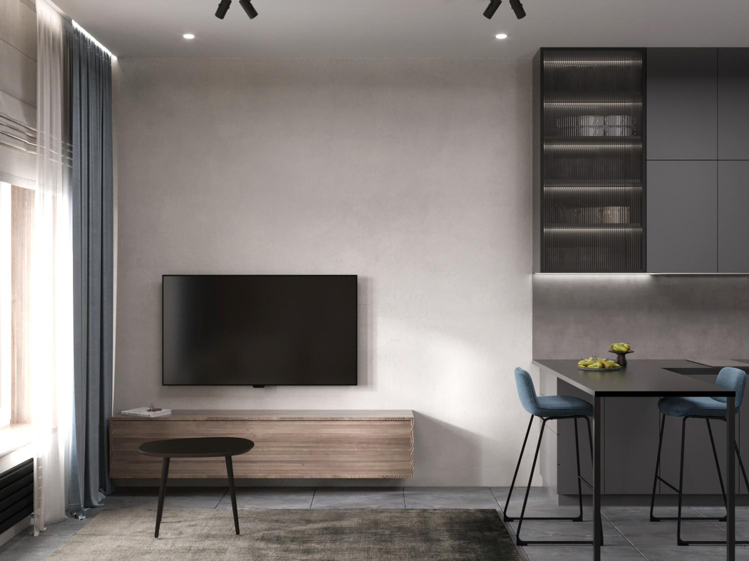 проект 1-комнатной квартиры MINIMALISM & LOFT