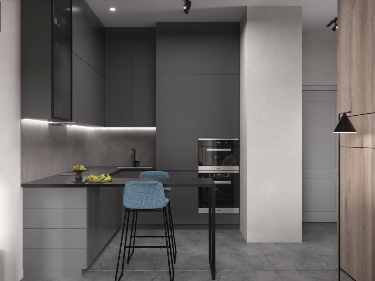 проект 1-комнатной квартиры MINIMALISM & LOFT