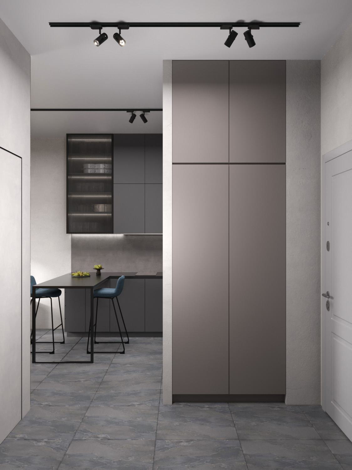 проект 1-комнатной квартиры MINIMALISM & LOFT