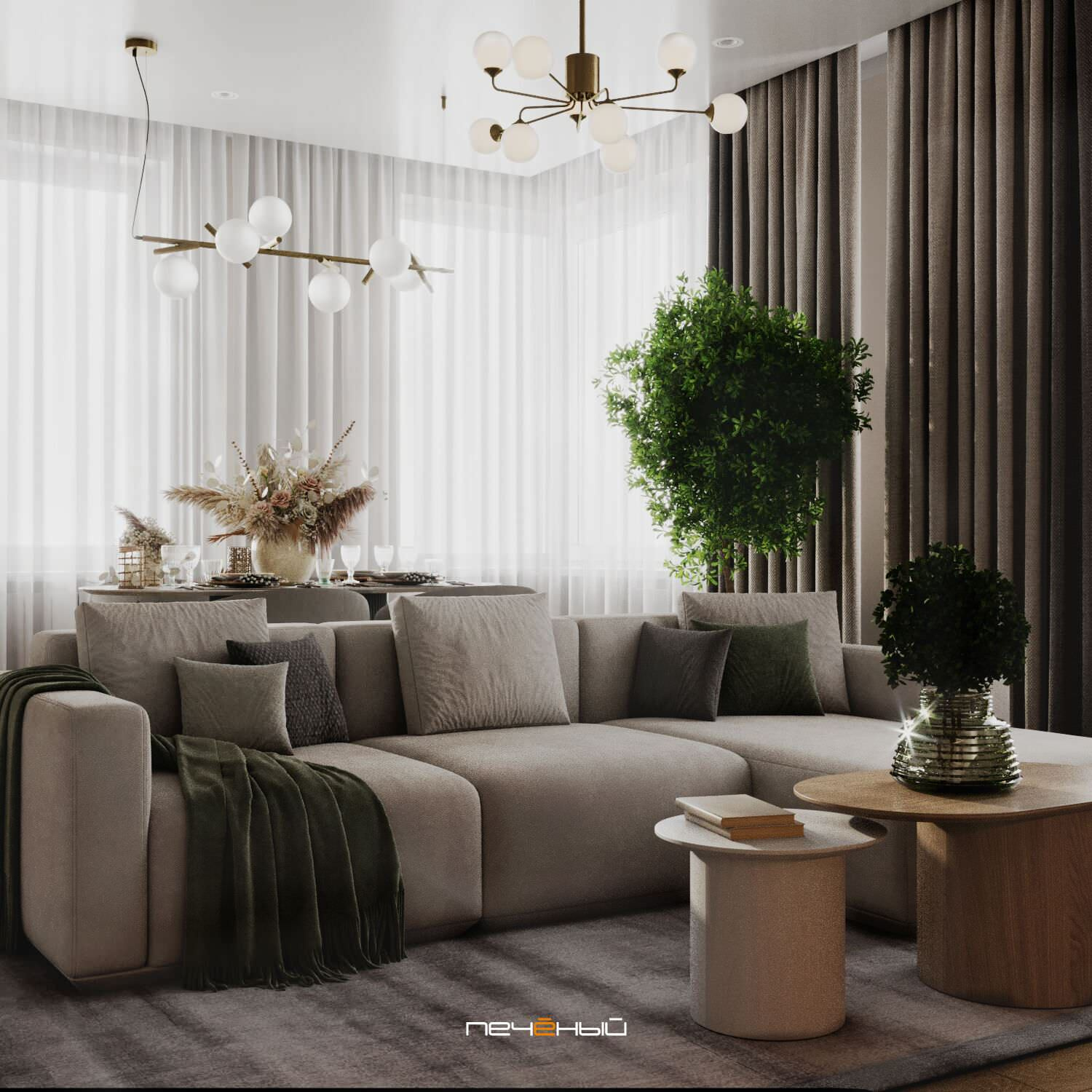 2024 Дизайн евротрёшки в современном стиле, 90 м², Москва, ЖК TopHills