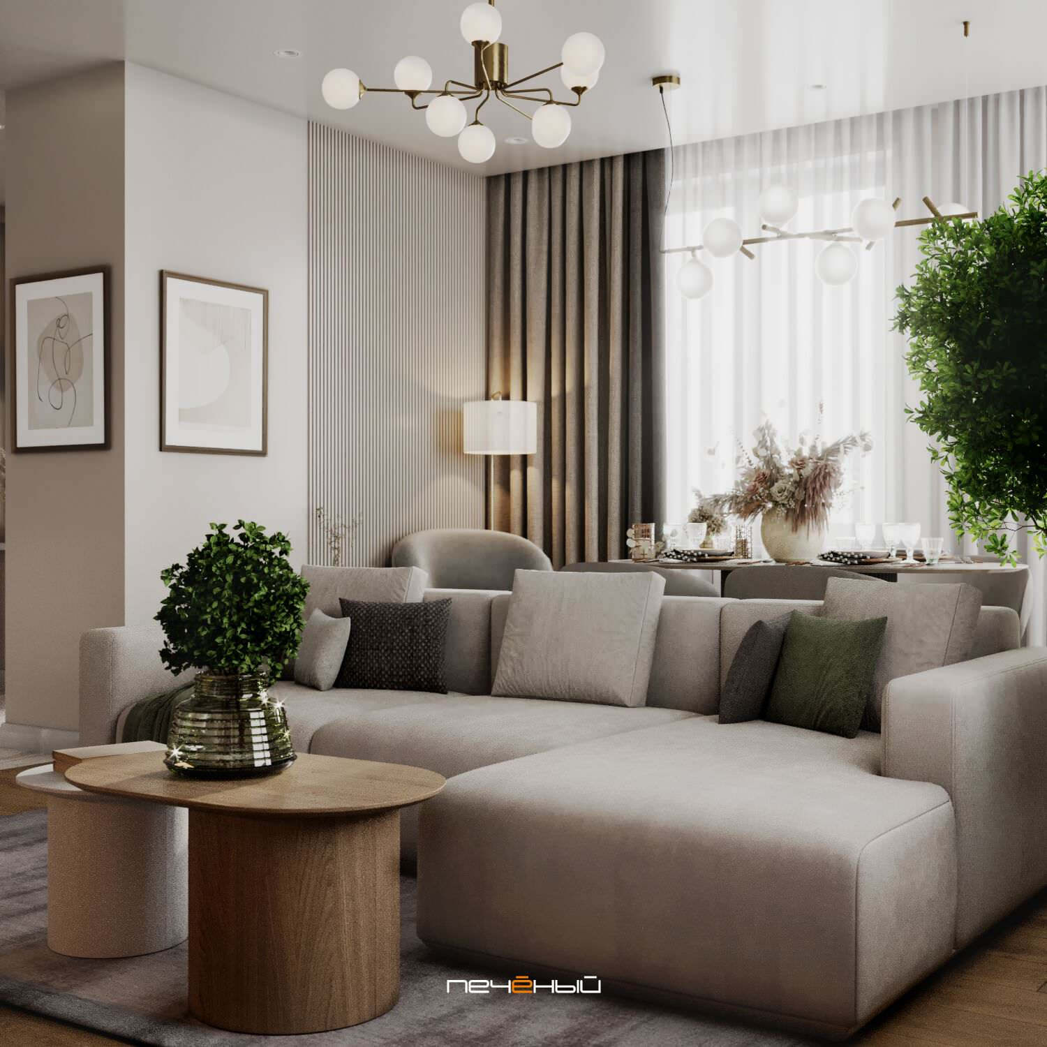 2024 Дизайн евротрёшки в современном стиле, 90 м², Москва, ЖК TopHills