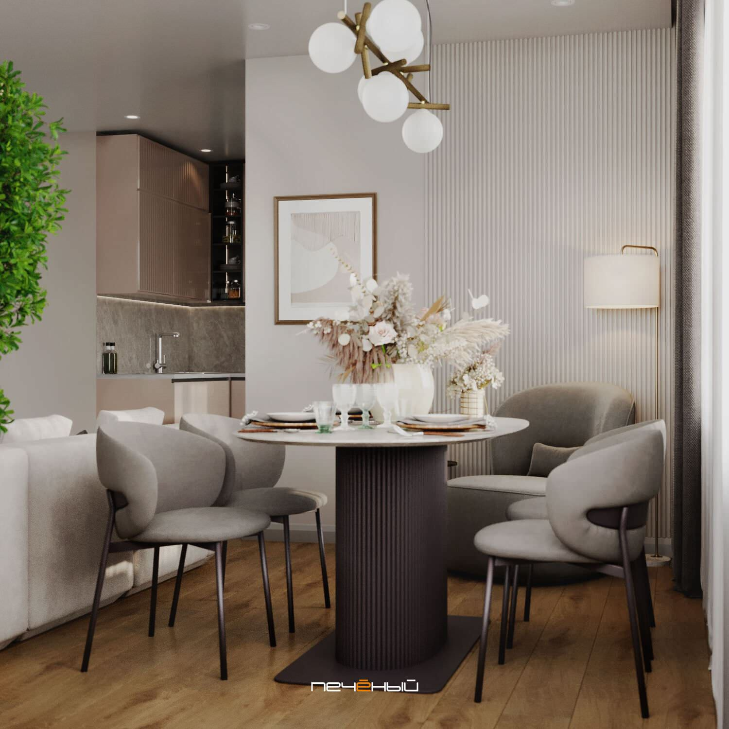 2024 Дизайн евротрёшки в современном стиле, 90 м², Москва, ЖК TopHills