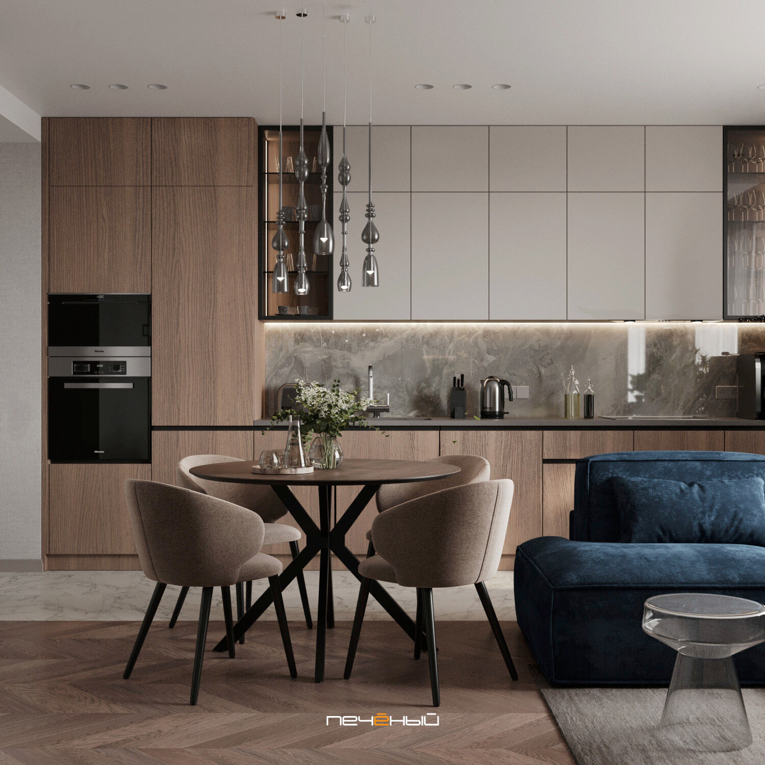 2024 Дизайн 3-комн. квартиры 60 м² в современном стиле, Москва, ЖК Vangarden