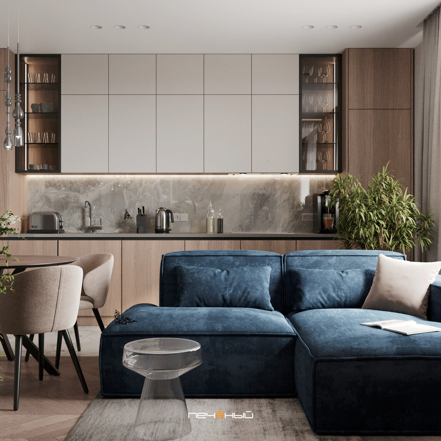 2024 Дизайн 3-комн. квартиры 60 м² в современном стиле, Москва, ЖК Vangarden
