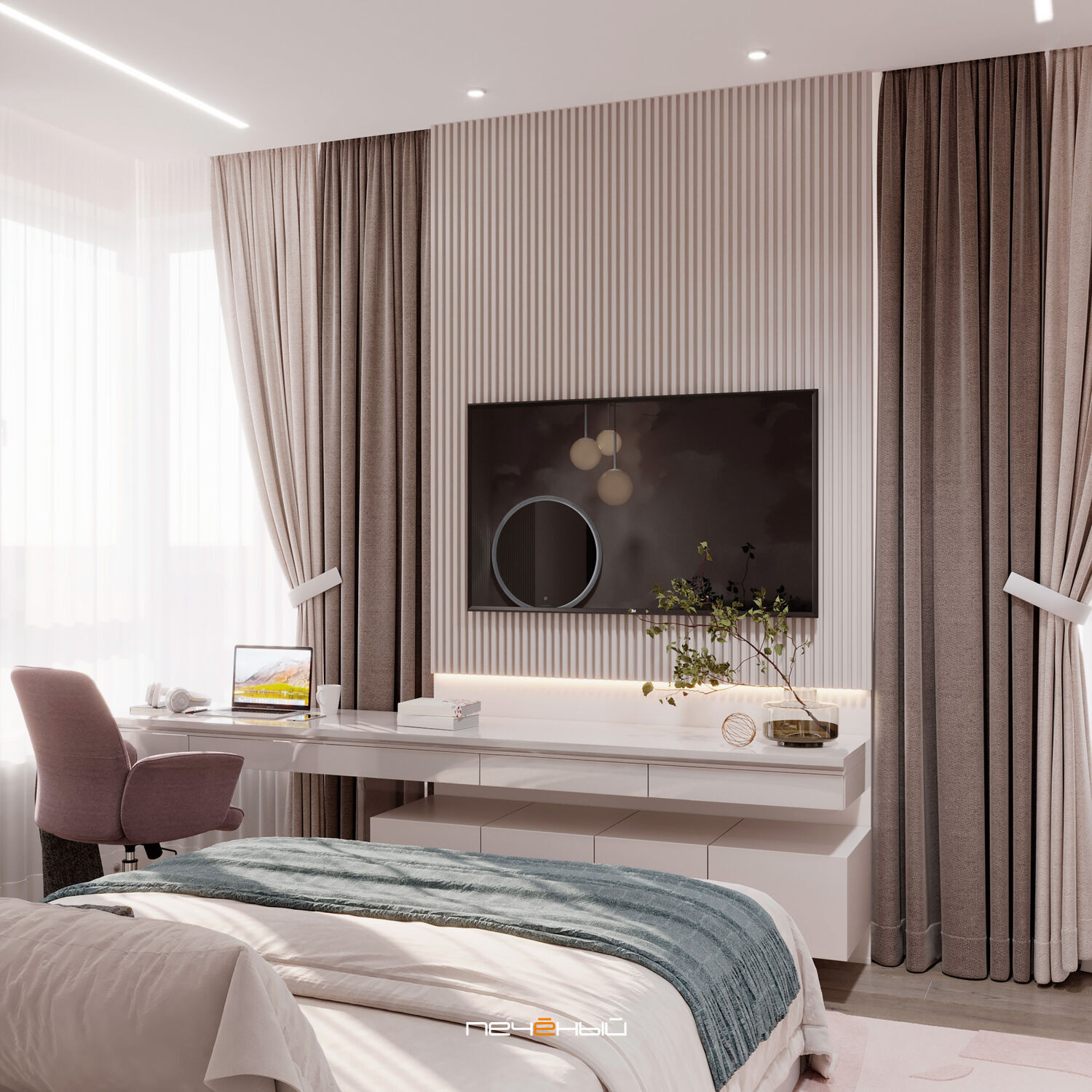 2024 Дизайн 4-комн. квартиры 118 м² в современном стиле, Москва, ЖК Holland Park