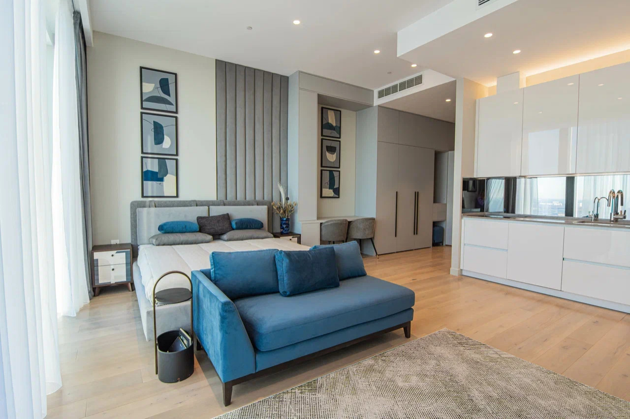 Дизайн интерьера апартаментов в Neva Towers, Москва-Сити (100 м2)