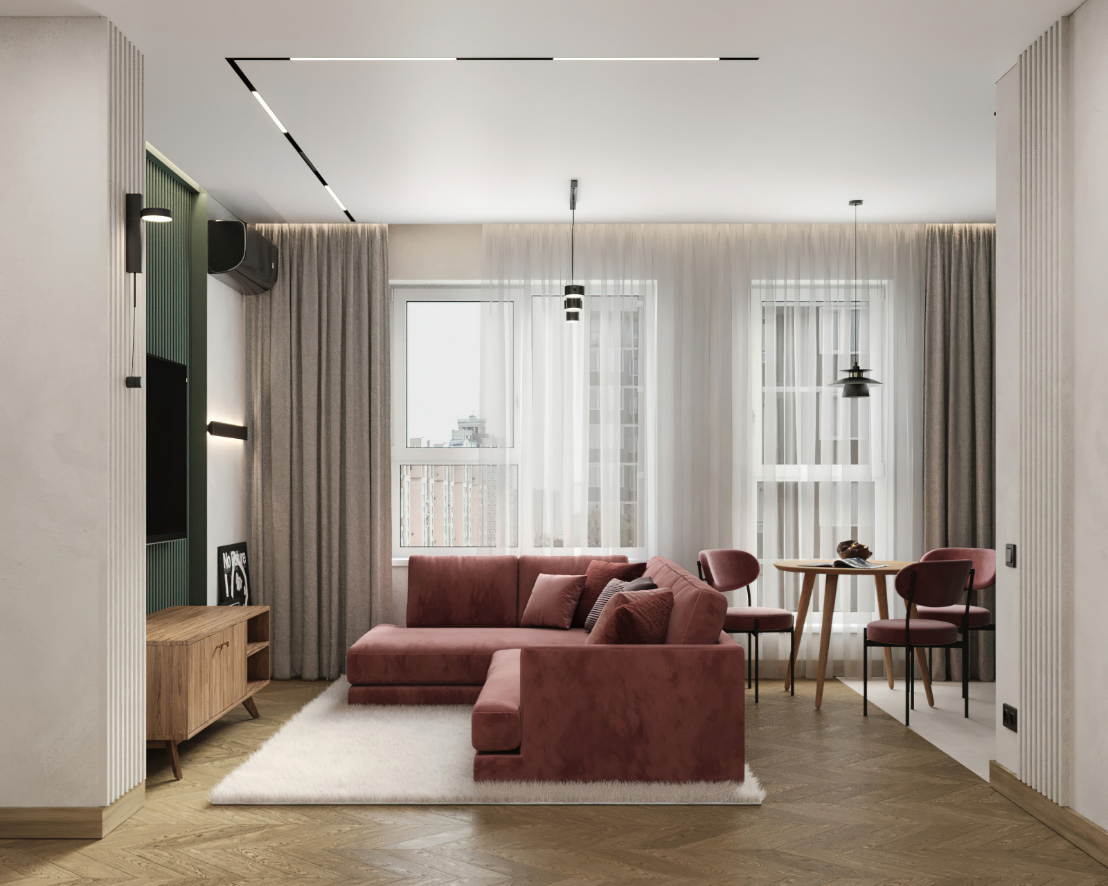 15. Coral 104м². Кухня-гостиная