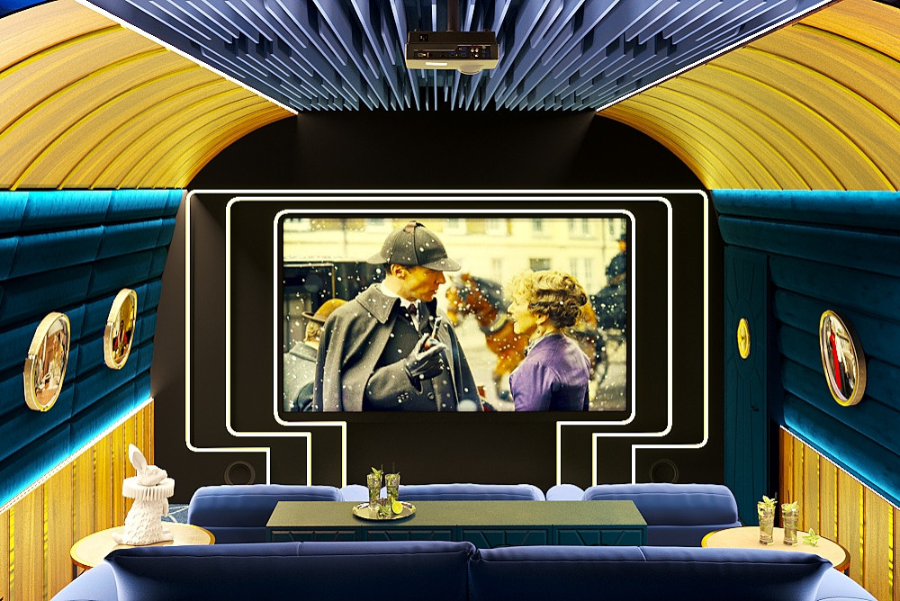 Дизайн интерьера кинозала в загородном доме г.Реж