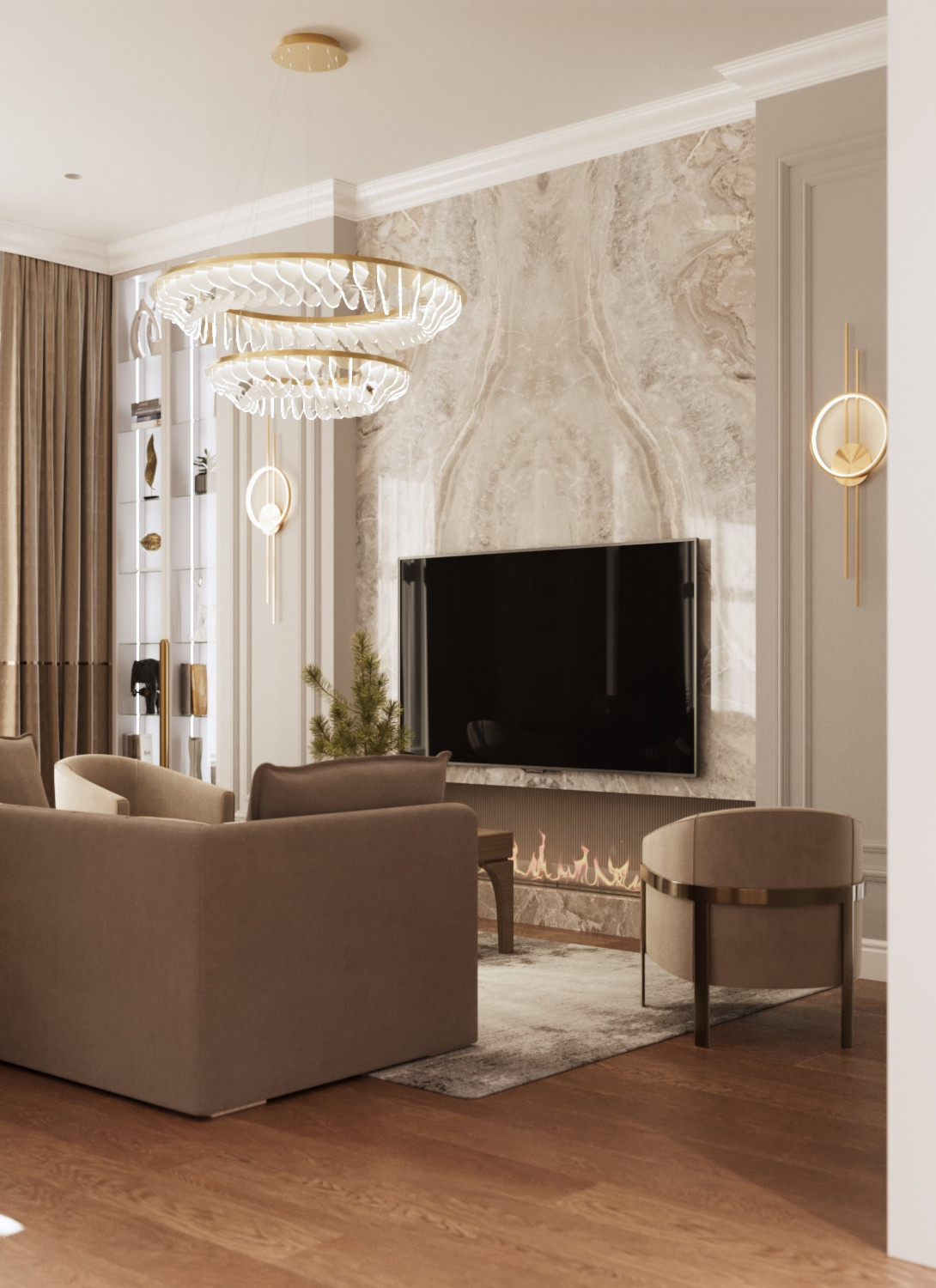 Современный ремонт в двухуровневой квартире 247 м² для семьи с детьми