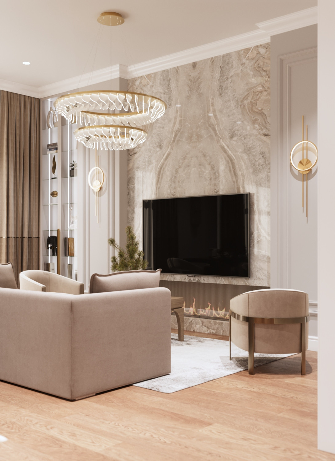 Современный ремонт в двухуровневой квартире 247 м² для семьи с детьми