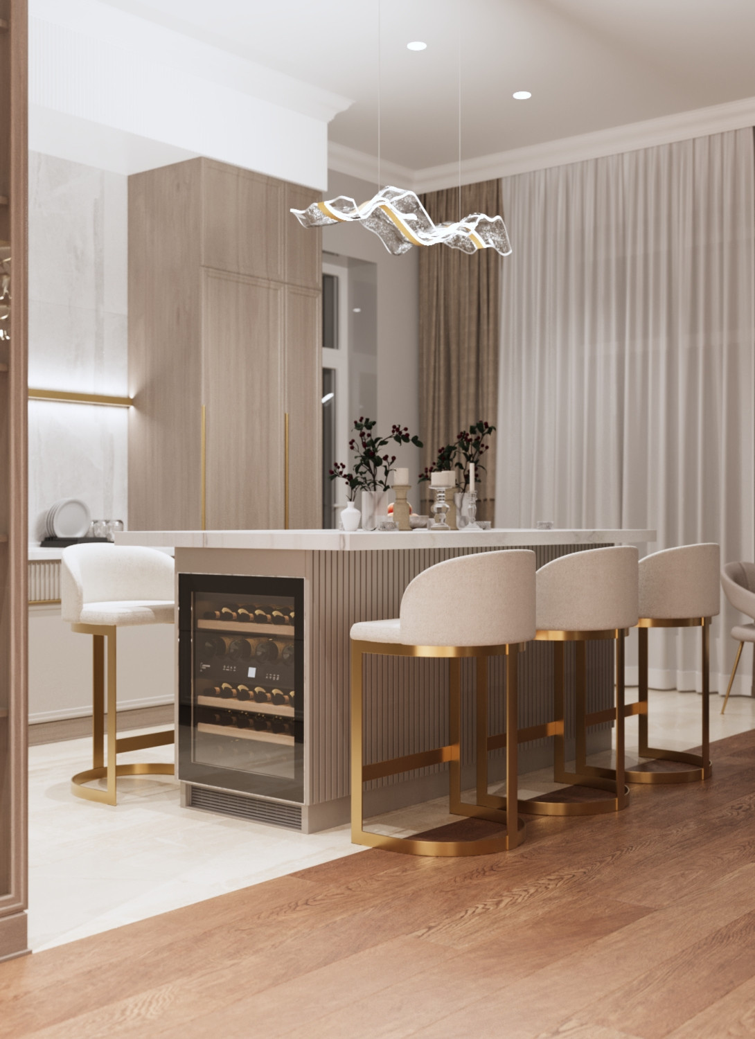 Современный ремонт в двухуровневой квартире 247 м² для семьи с детьми